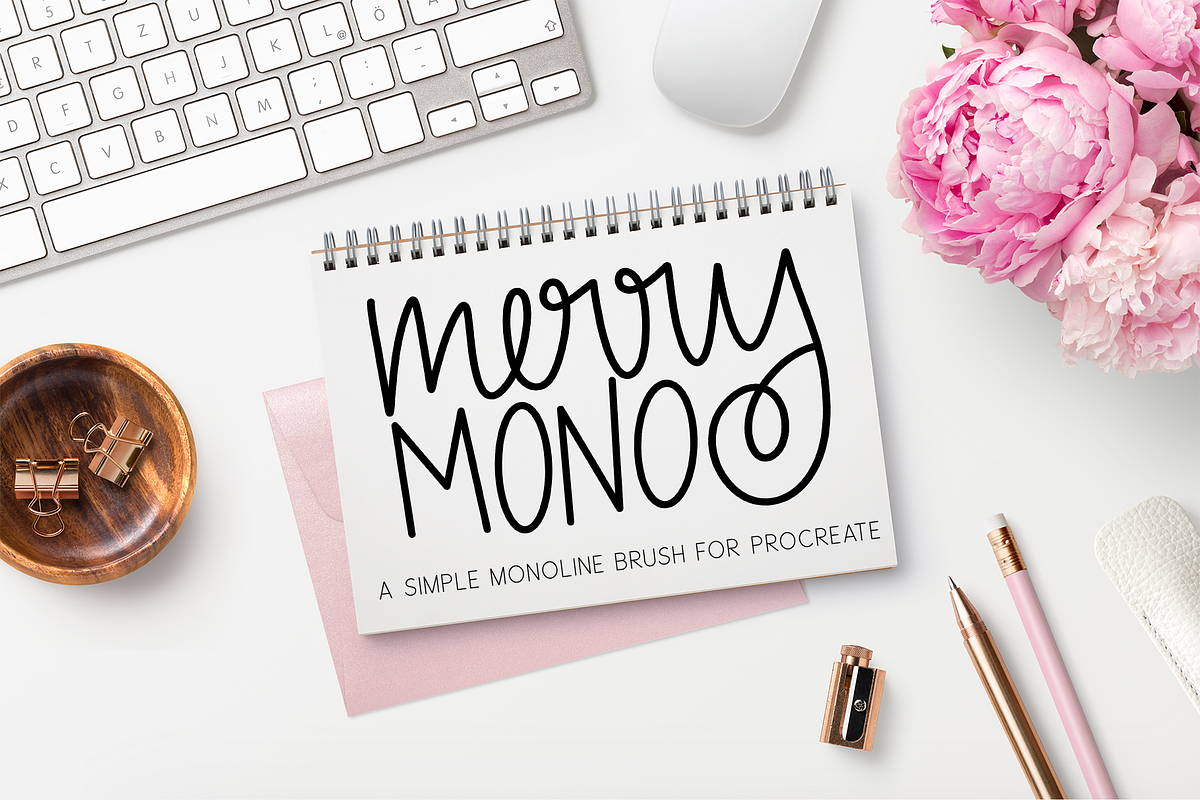 Merry Mono - Procreate Brush, a Brush Add-On by Nap Time Design Co.