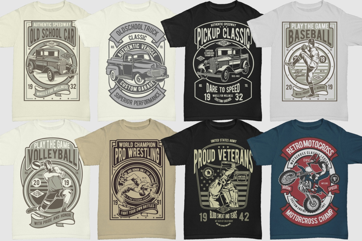 100 Retro Tshirt Designs Bundle 3, an Illustration by roach_graphic (Photo 12 of 14)