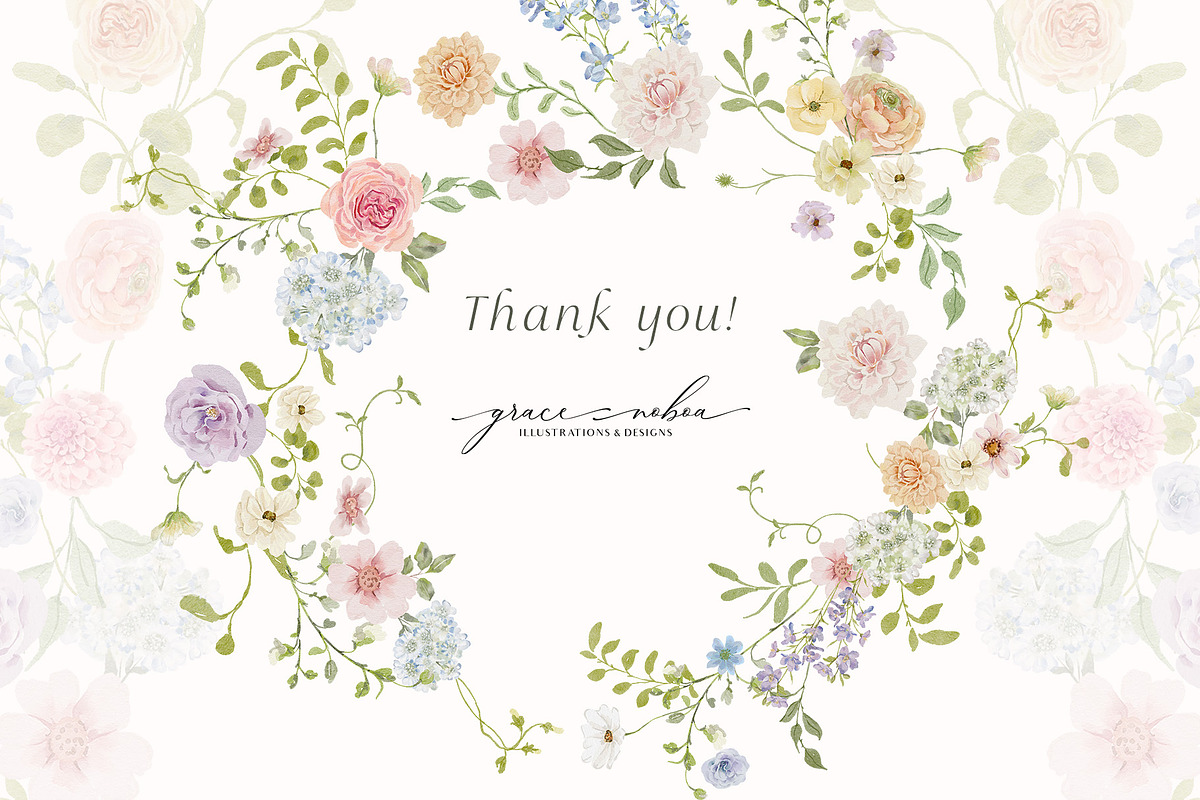 Spring summer pastel flowers clipart, a Decorative Illustration by Grace Noboa Illustrations (Photo 20 of 20)