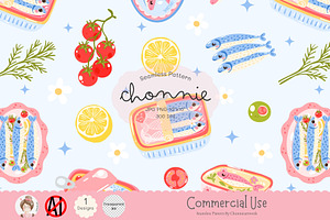 Cute Sardines Seamless Pattern