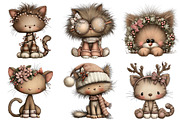 Whimsical Christmas Cat Clipart, an Illustration by Craft Nest (Thumbnail 6 of 10)