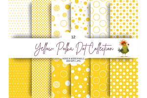 Yellow Polka Dot Seamless Patterns