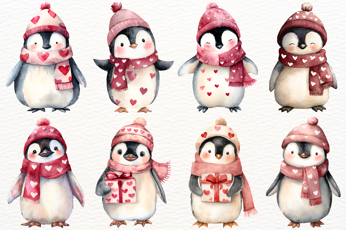 Valentine's Day Penguin PNG Clipart, an Animal Illustration by SugarCloudStudioArt (Photo 3 of 6)