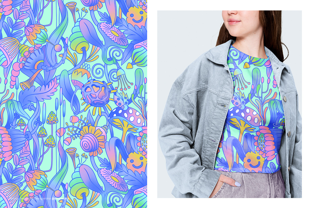 Cosmic Flora seamless pattern, a Pattern Graphic by Designnina Shop (Photo 4 of 11)