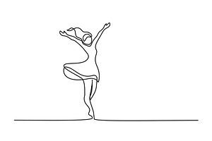 Happy woman stretching Continuous, a Person Illustration by Valenty