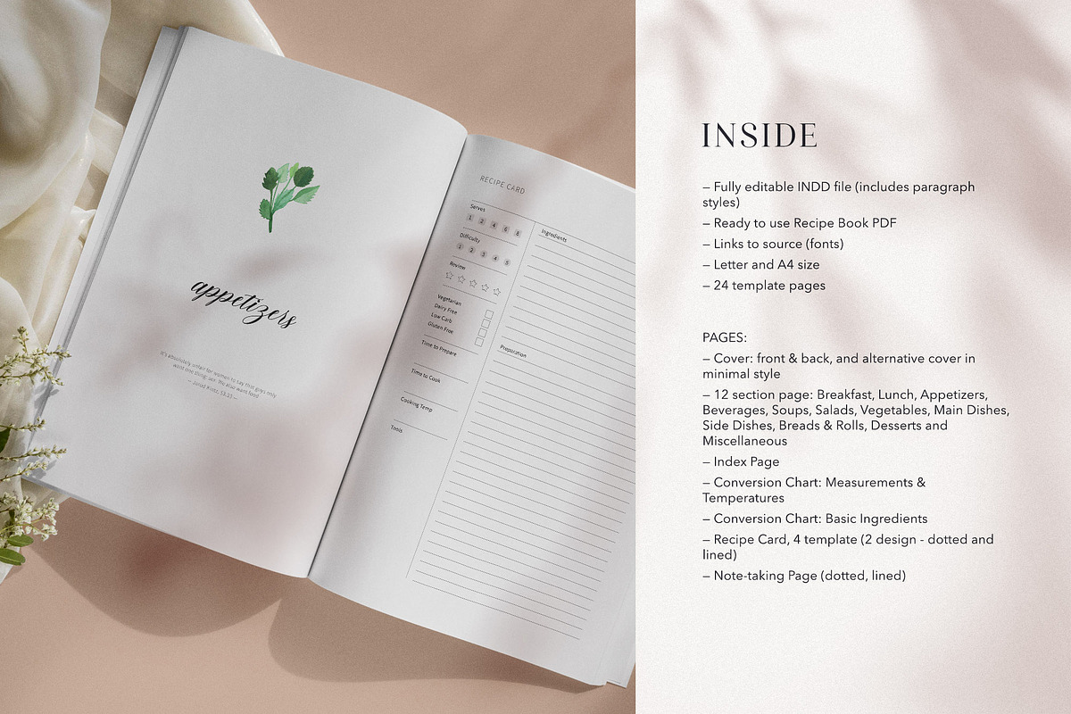 Printable Recipe Book / Letter, A4, a Stationery Template by PickMimi (Photo 2 of 6)