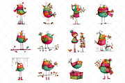Whimsical Winter Bird Clipart, an Illustration by SinaCreation (Thumbnail 2 of 7)