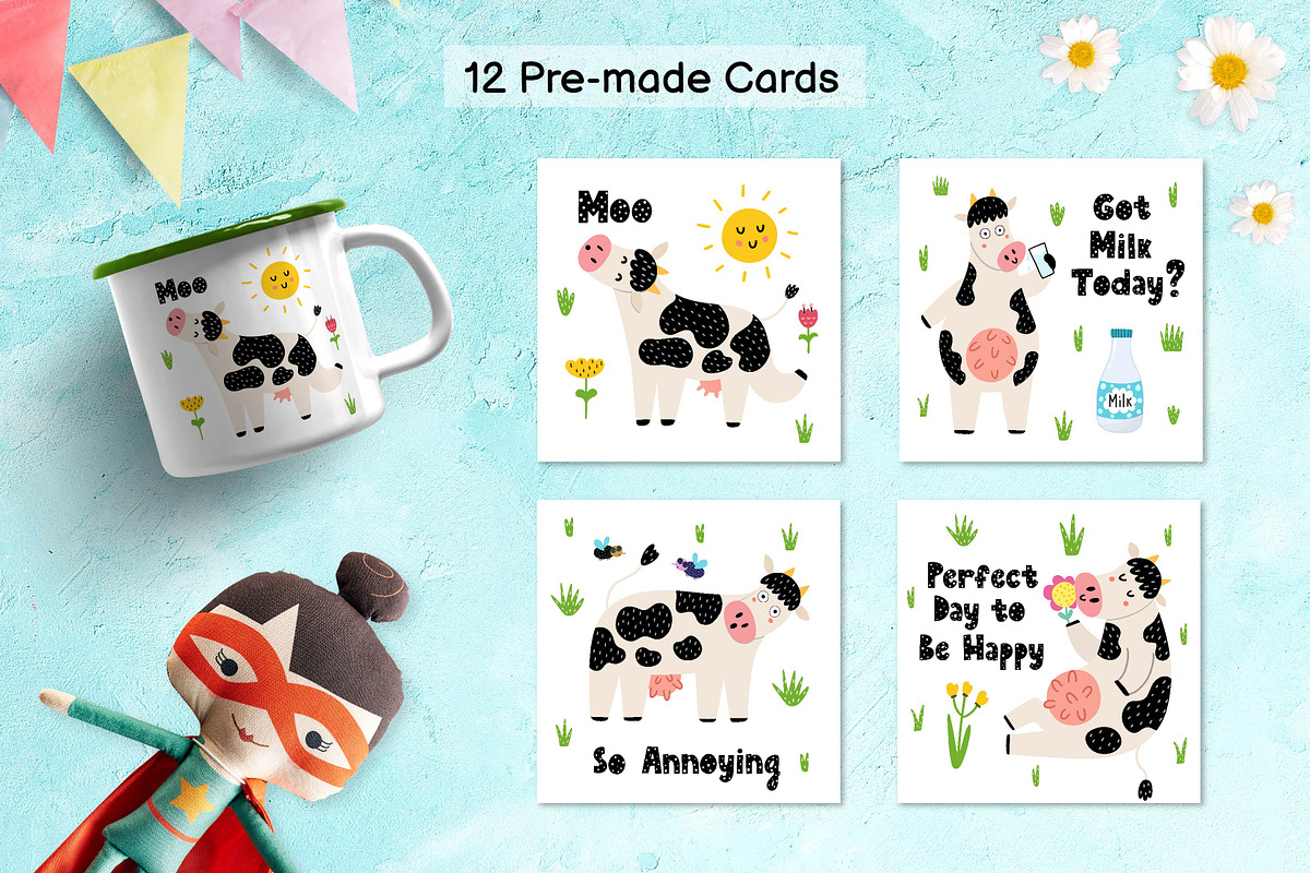 Moo Collection - Clipart & Patterns, an Animal Illustration by Gulnara Sabirova (Photo 6 of 12)
