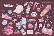 Y2k Retro Watercolor Clipart bundle, a Technology Illustration by Balada Digital Art (Thumbnail 3 of 16)