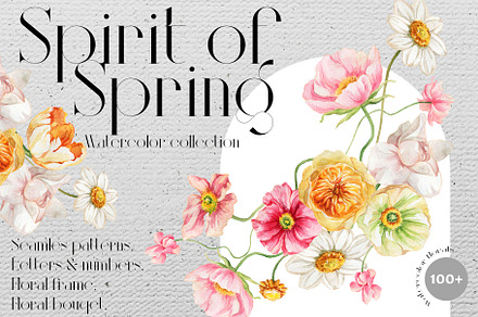 Watercolor set Spirit of Spring, a Texture Illustration by Antikva17