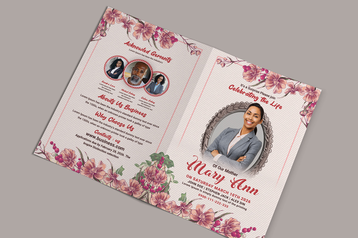 Funeral Program Template, a Brochure Template by AfzaalGraphics (Photo 1 of 5)