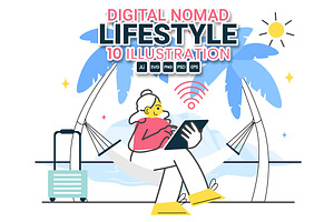 10 Digital Nomad Lifestyle Vector, a Work Illustration by denayunebgt
