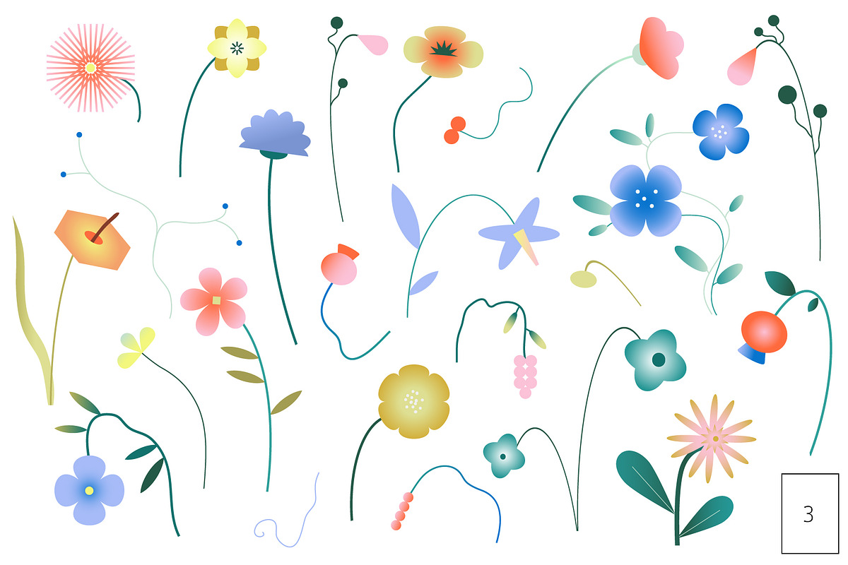 Gradient Flowers: posters, elements, an Object Graphic by Lena Nikolaeva (Photo 7 of 17)