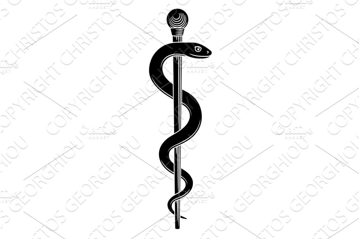 Rod Of Asclepius Doctor Caduceus, a Healthcare Illustration by Christos Georghiou