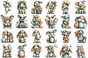 Whimsical Easter Bunny Clipart, an Illustration by Black Bird Studio (Thumbnail 2 of 5)