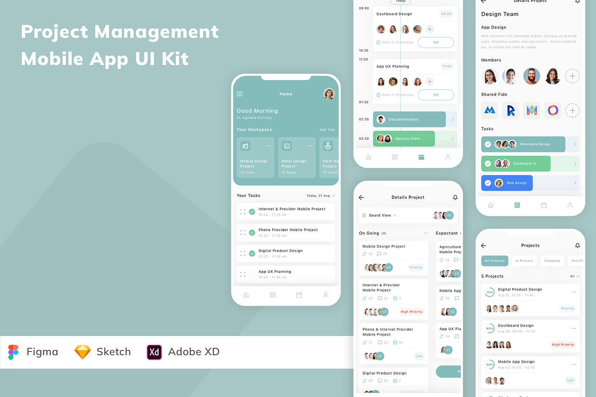 Project Management Mobile App UI Kit, an UI Kit Template by Betush