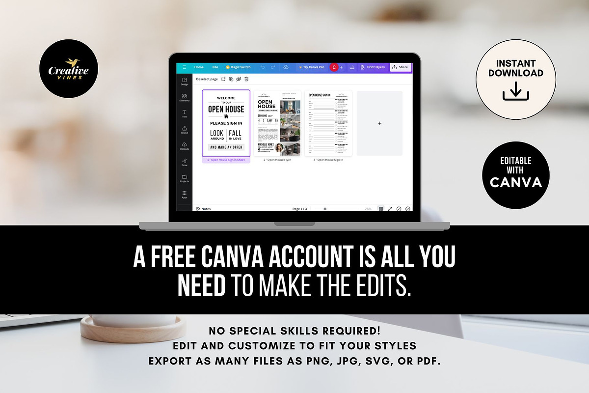 Open House Sign In Sheet Canva, a Flyer Template by CreativeVinesStore (Photo 8 of 8)