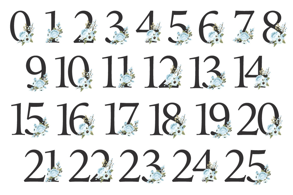 Soft Blue Floral Number Vectors, an Illustration by Amanda Ilkov (Photo 5 of 5)