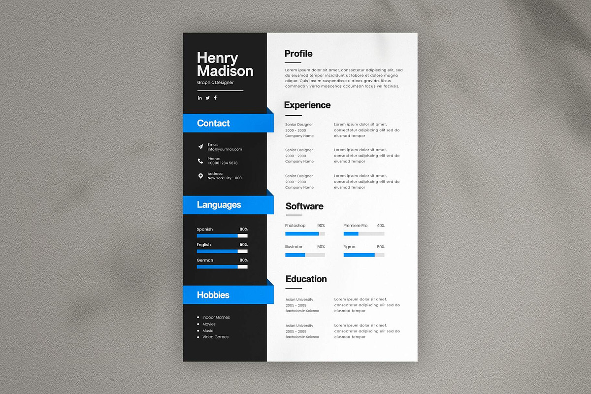 Modern Clean Resume CV, a Resume Template by Saman Osama (Photo 2 of 2)