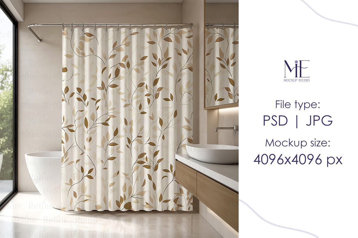 Shower Curtain Mockup, a Household Mockup by Mie Mockup Studio (Photo 5 of 5)