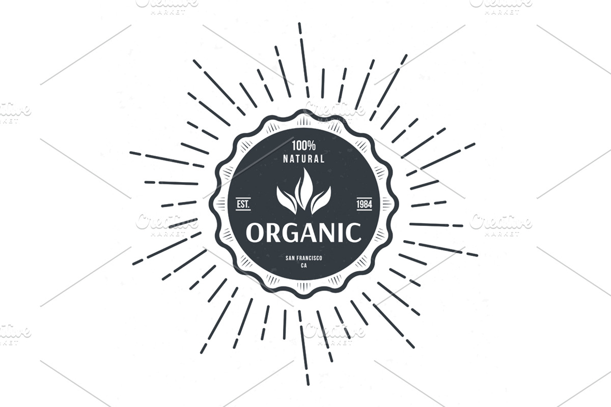 vintage style label for organic food, a Food Illustration by idimair