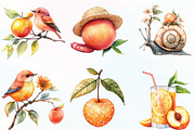 Watercolor Cute Peaches Garden Fruit, an Illustration by CraftArtStudio (Thumbnail 3 of 6)