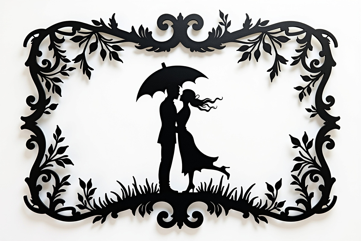 Romantic Couple Holding Umbrella, an Illustration by Amazin_art (Photo 8 of 21)