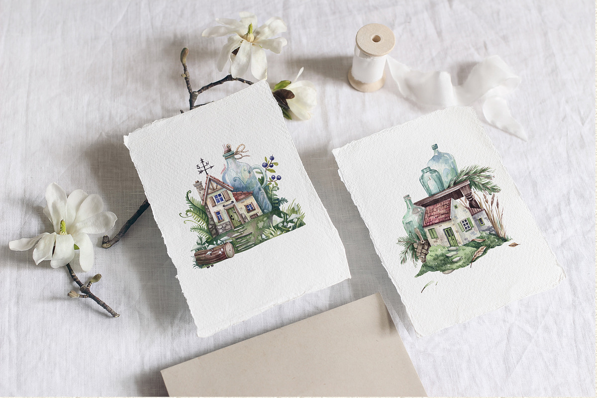 Whimsical Houses, a Decorative Illustration by Watercolor by Tonia Tkach (Photo 4 of 6)