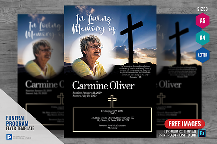 Internment and Funeral Program Flyer, a Flyer Template by PSDPixel