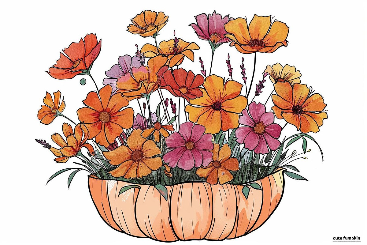 Autumn Pumpkin Floral Clipart, an Illustration by Designs_River (Photo 6 of 10)