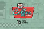 Retro Diner Coffee Elements, an Object Graphic by Dustin Weeres (Thumbnail 1 of 4)