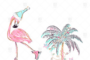 Christmas Flamingo Clipart