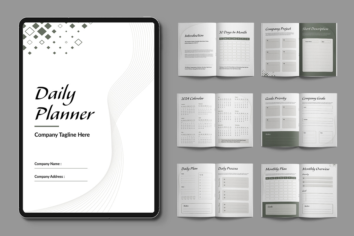 Daily Planner 2024 Template Layout, a Stationery Template by ContestDesign (Photo 1 of 3)