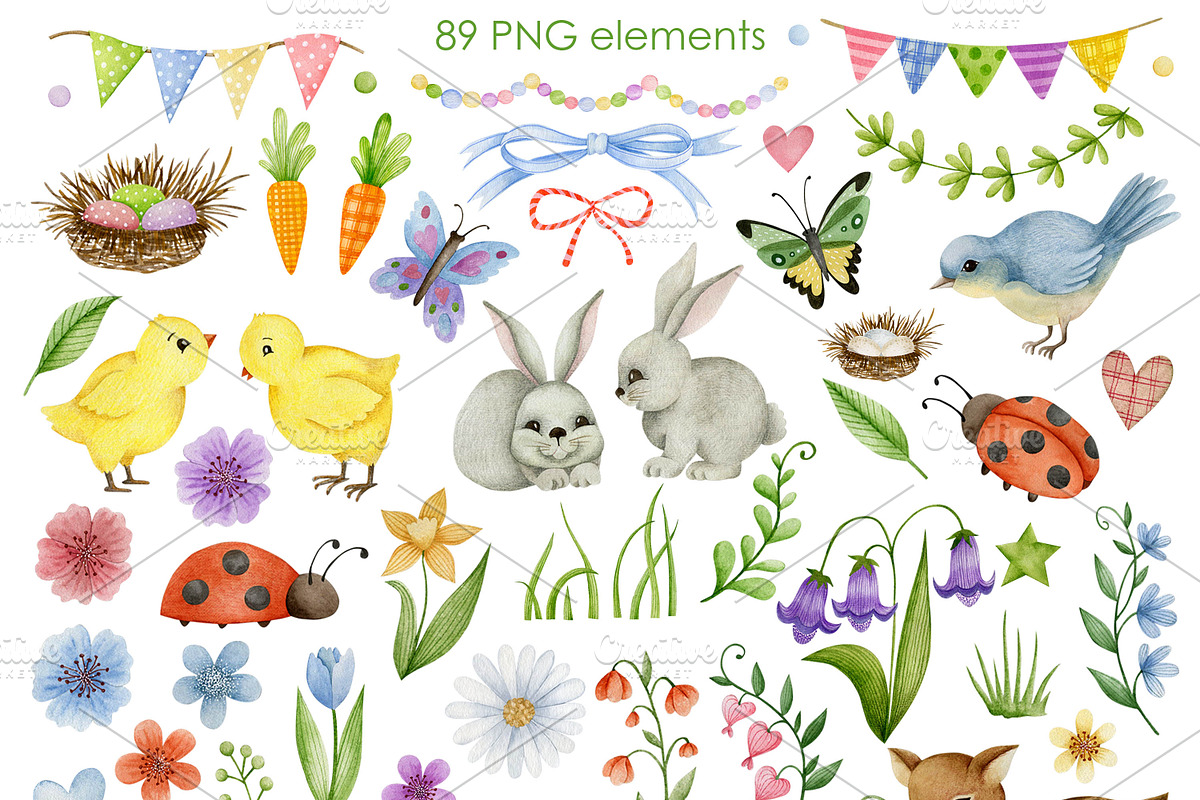 Watercolor Spring Collection., an Animal Illustration by Kira Konoshenko (Photo 2 of 21)