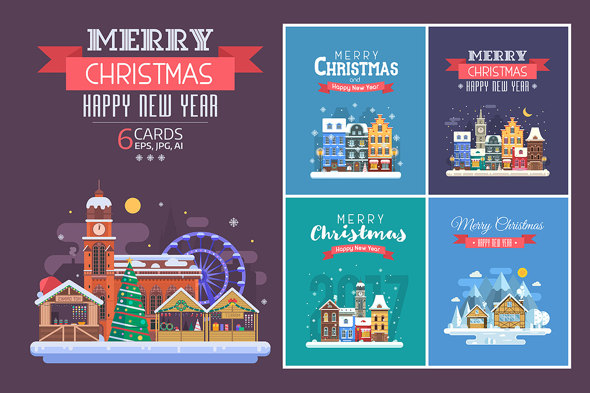 New Year and Christmas Cards, a Card Template by Alex Krugli (Photo 2 of 7)