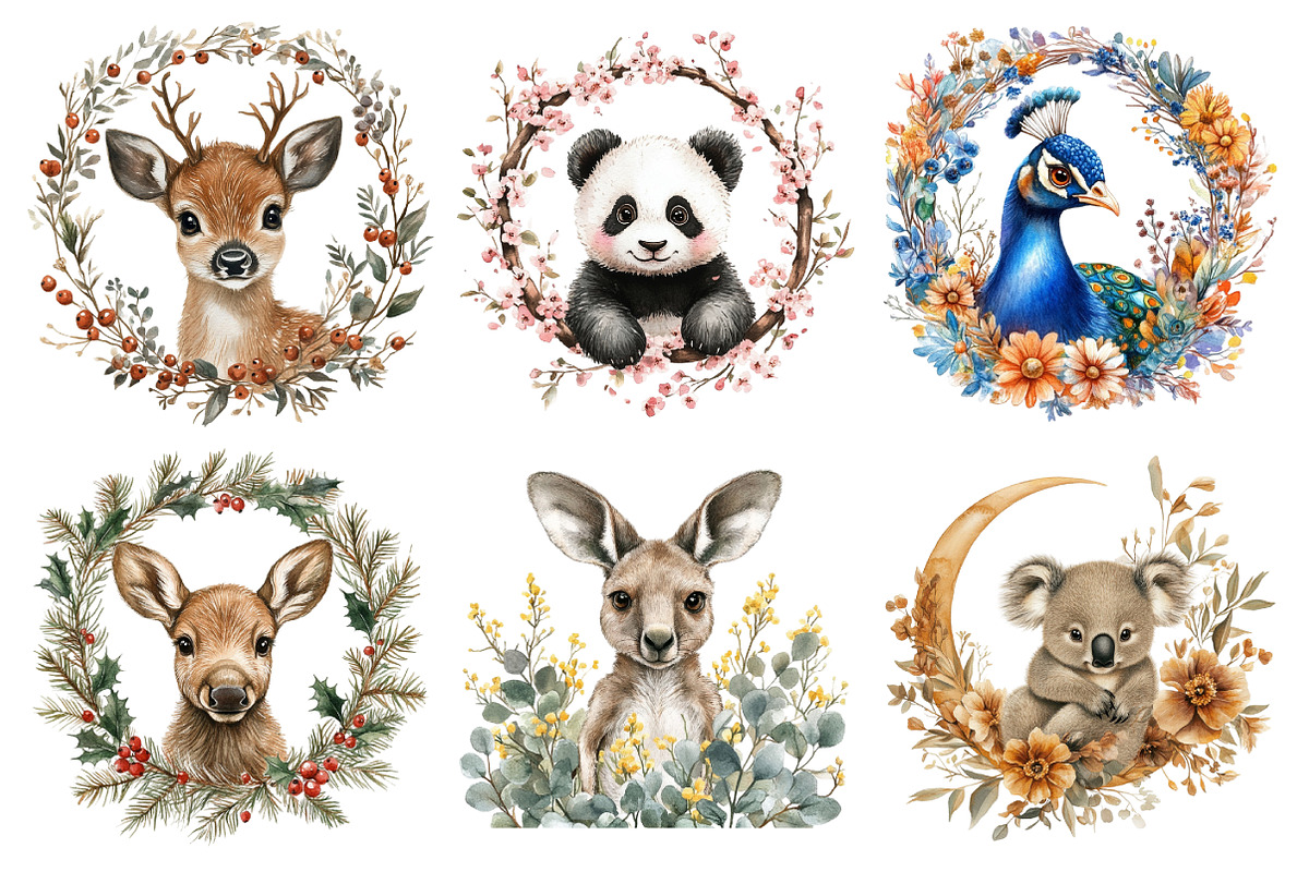 Baby Animals Floral Wildlife Frames, an Illustration by Daily.Designs (Photo 3 of 6)