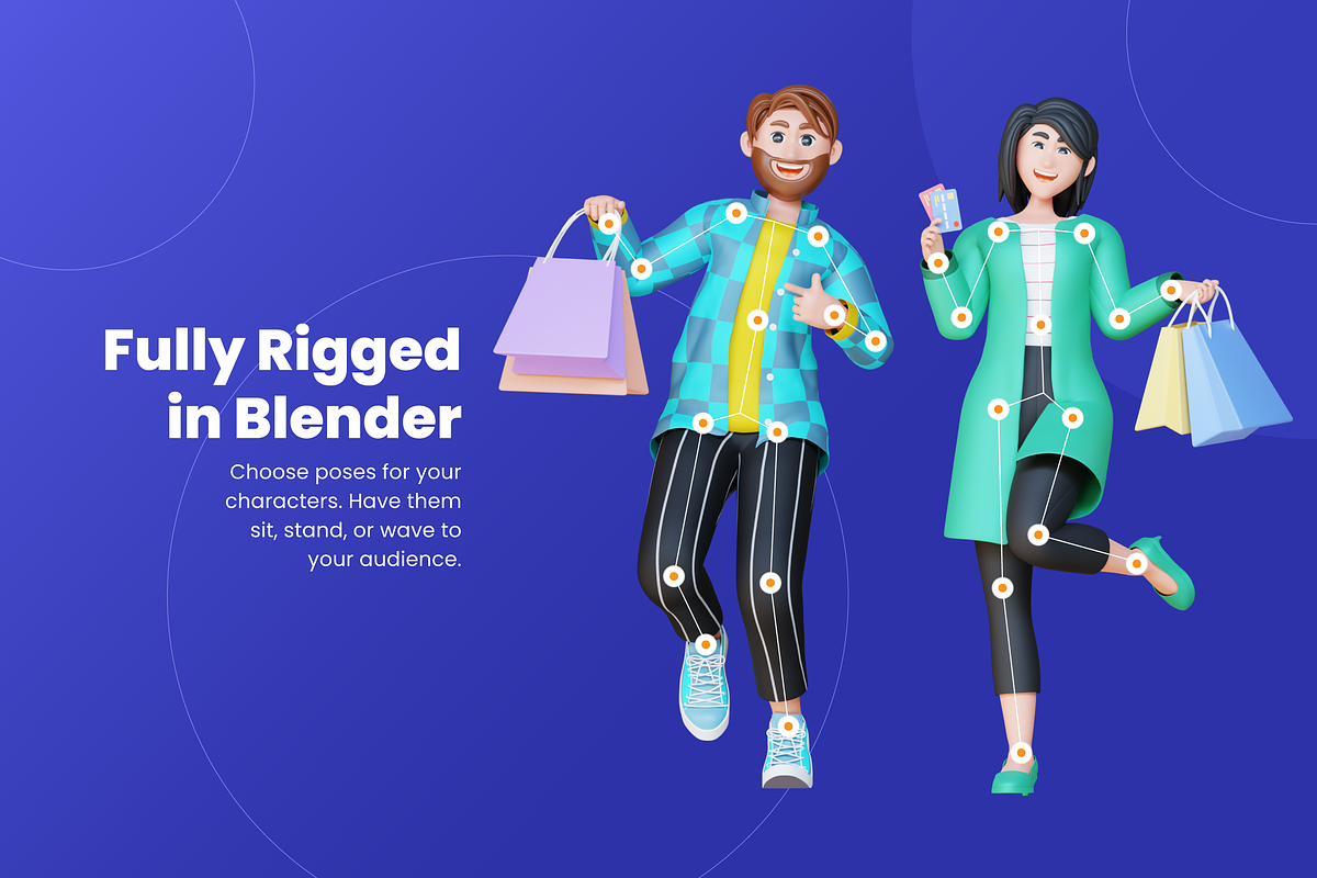 3D Online Shopping Character Kit, a Scene 3D Model by Flat Icons (Photo 7 of 8)
