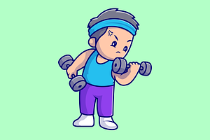 Cute Man Lifting Dumbbell Fitness, a Person Illustration by Catalyst Labs