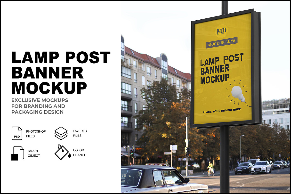 Lamp Post Banner Mockup, a Mockup by mockupbuys (Photo 1 of 4)