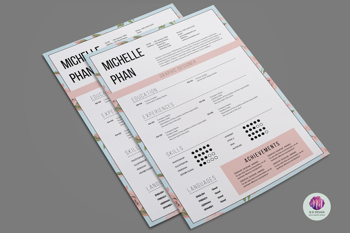Elegant CV template, a Resume Template by Chic templates (Photo 4 of 4)