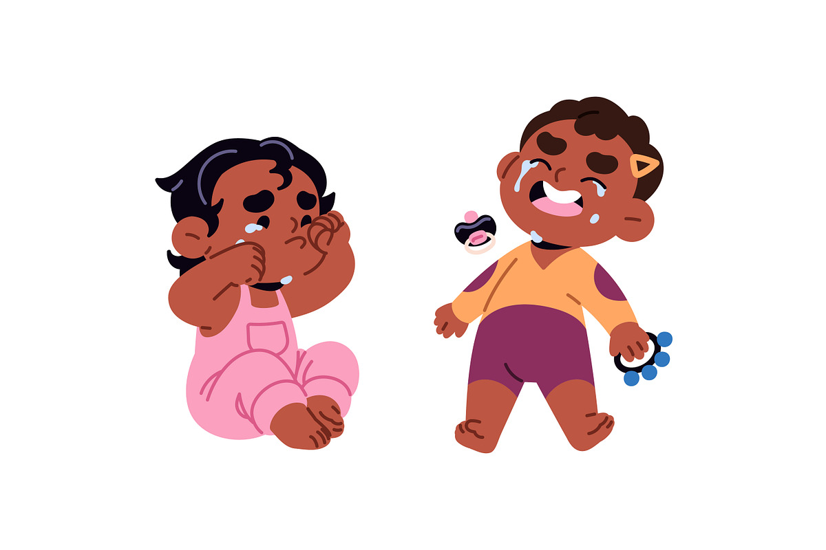 Sad, unhappy children crying set, a Person Illustration by PaperTrident (Photo 5 of 6)