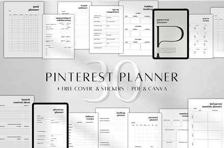 Digital Pinterest Marketing Planner, a Stationery Template by BRANDcontent
