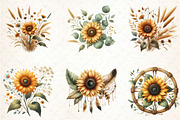 Sunflower Boho Clipart, an Illustration by DreamCafeArt (Thumbnail 3 of 5)