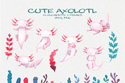 Cute Watercolor Pink Axolotl, an Animal Illustration by LukaJreym (Thumbnail 9 of 9)