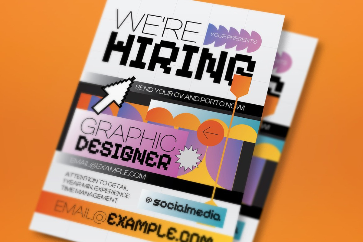 Gray Black We're Hiring Flyer Set, a Flyer Template by graphicook (Photo 2 of 3)