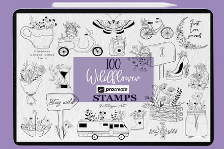 100 Wildflower Procreate Stamps