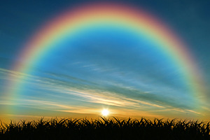 The rainbow at sunset