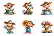 Baby Cow PNG Clipart Bundle, a Seasonal Illustration by CreationArt (Thumbnail 3 of 4)