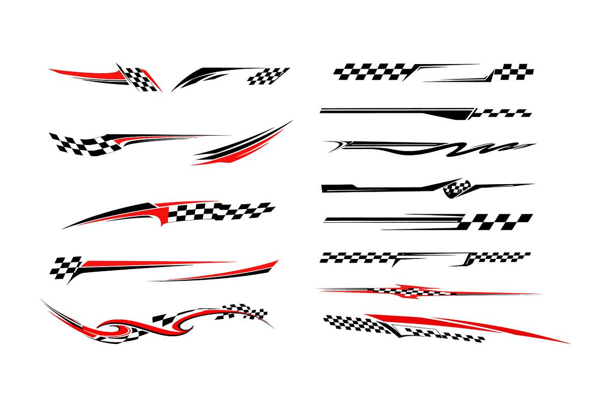 Dynamic racing stripes in black and, an Illustration by designvectx