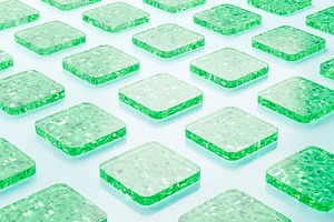 Abstract green glass tiles with digital circuit pattern grid, an Architecture Photo by RF Images